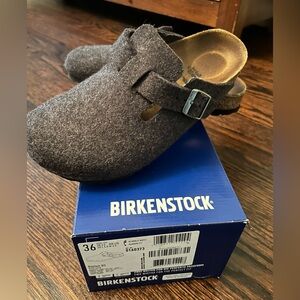 Birkenstock Gray Boston Felt Clog Cozy Cork Footbed- FLASH SALE!!